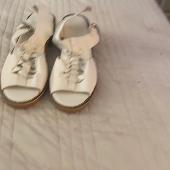 White sandals buckle on side zipper in back - Picture 1 of 4